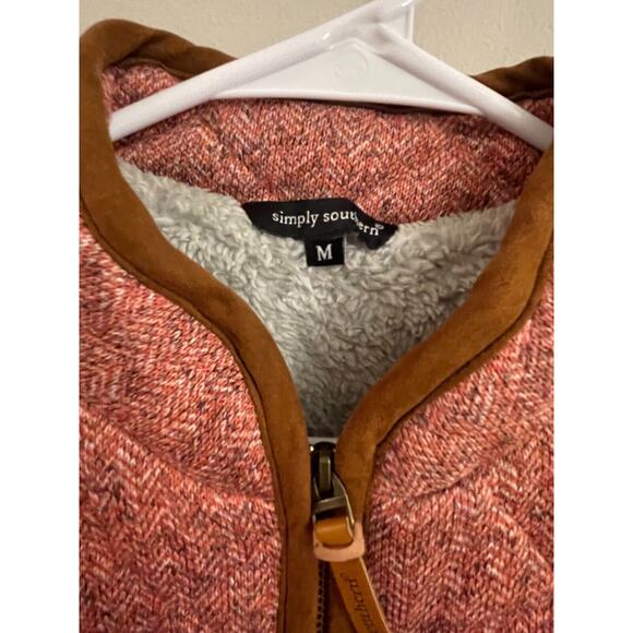 NWOT Simply Southern Womens Medium Herringbone Vest Red & Brown Quilted - Picture 3 of 7